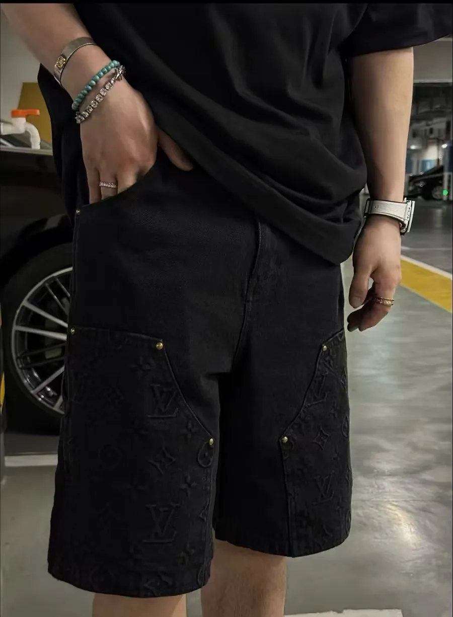 Louis Vuitton/Louis Vuitton presbyopic embossed denim shorts